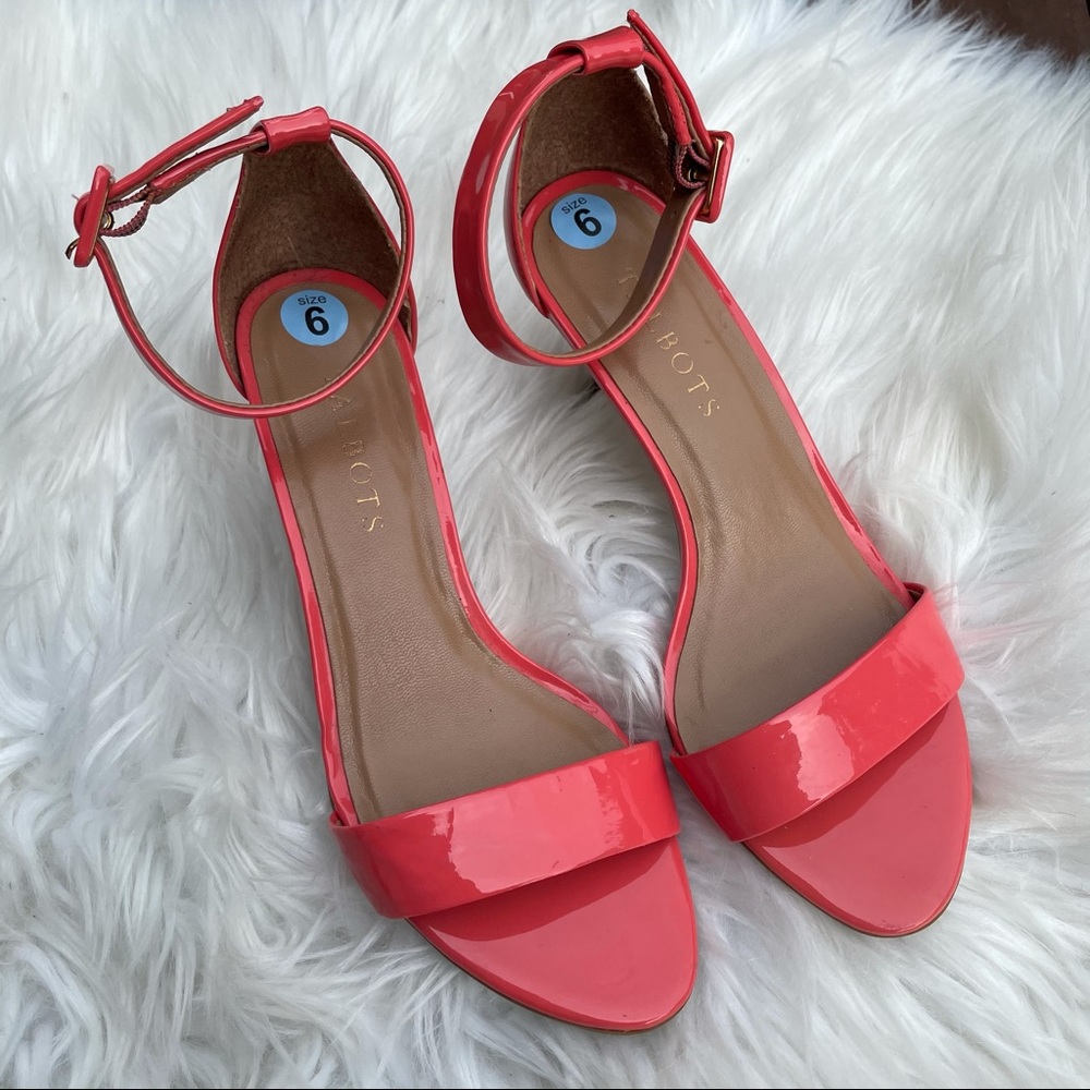 Talbots heels kitten patent leather backless strap
